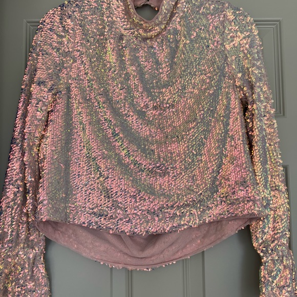 Free People Pink/Metallic Moonstruck Top! Sold out on FP!! - Picture 3 of 9